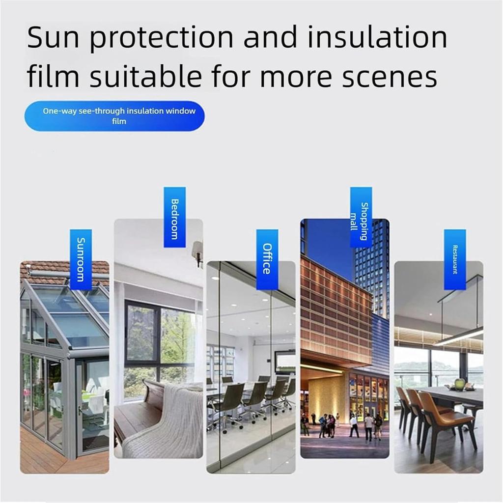 One Way Window Film, One Way Window Film Day and Night with Installation Tools, Privacy Silver Household Removable Window Tint for Home, No Trace