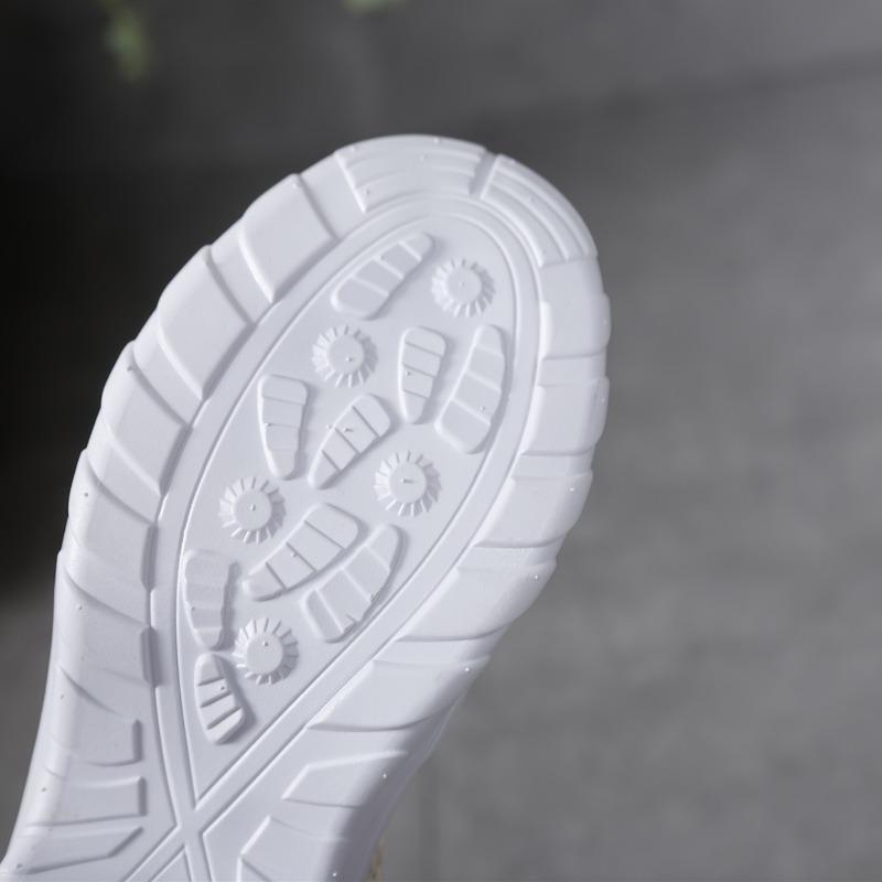 [Breathable Mesh Sneakers] Breathable Women's White Mesh Slip-On Sneakers with Glitter Accents | Mid-Top Support & Rubber Sole for Casual Sports