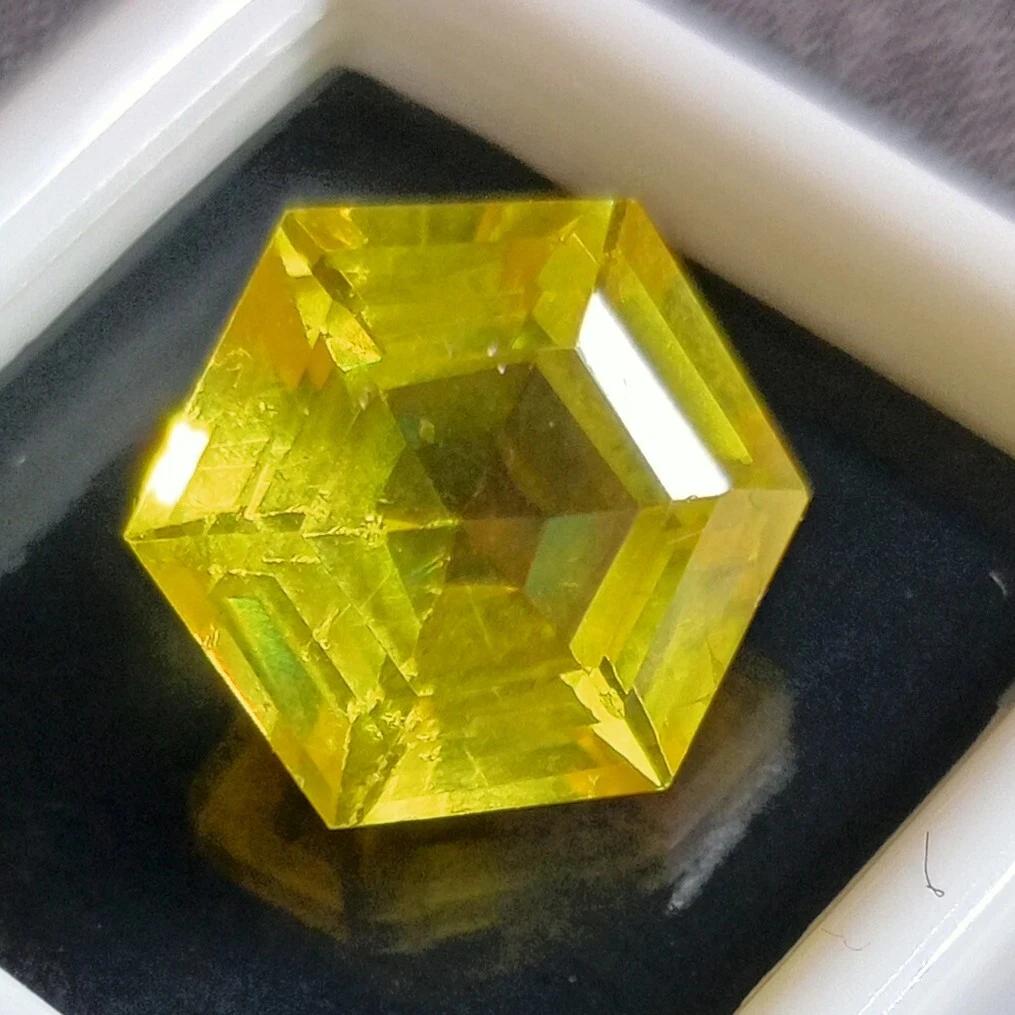 Natural Yellow Sapphire Fancy Hexagon Cut 12 Ct Fabulous Certified Gemstone