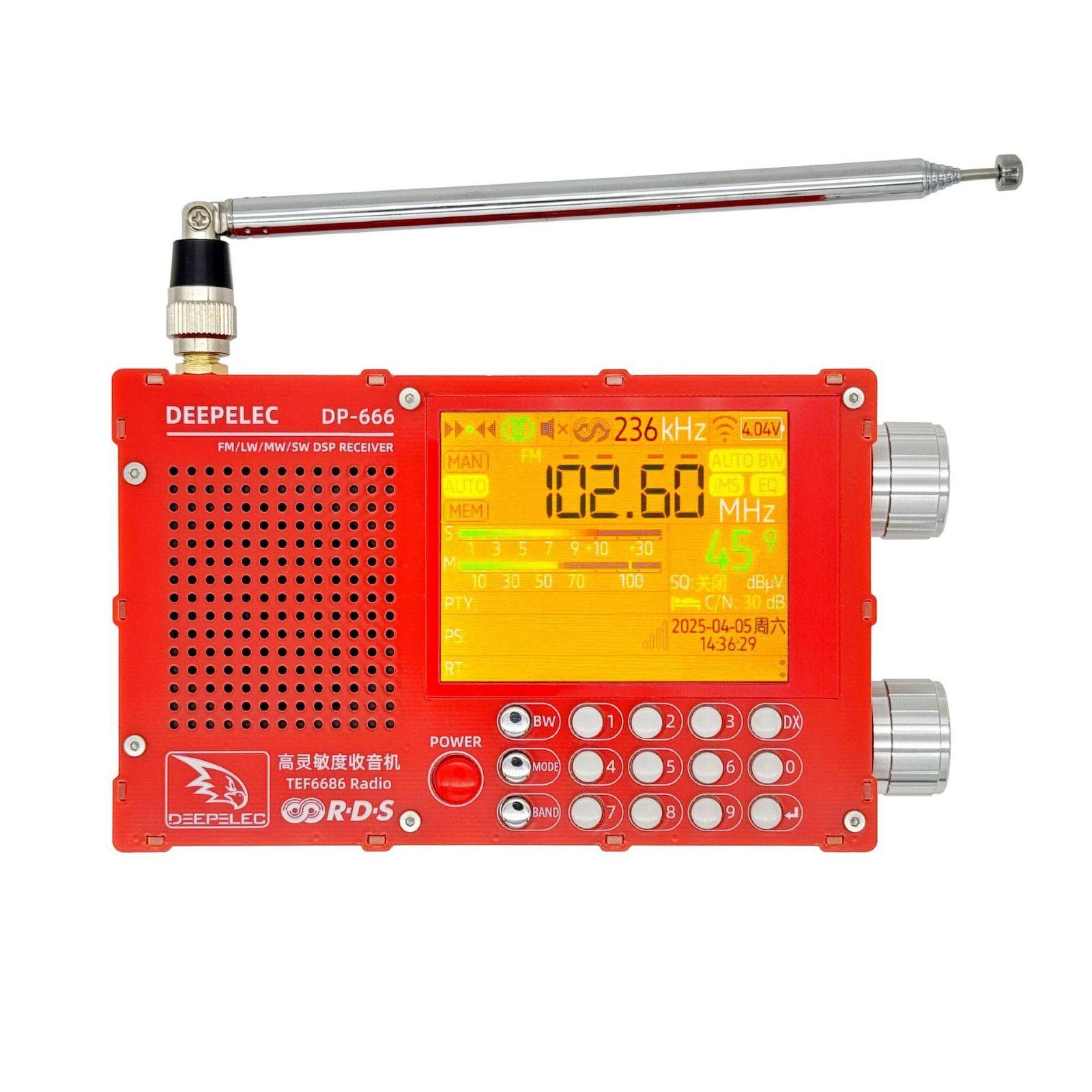 

TEF6686 DSP Радіо DP-666 Висока Чутливість Генератор Сигналу Повний Діапазон FM AM FM Короткі Хвилі 2,8-дюймовий 320x240 Роздільна Здатність 3,7 В/5000 мАг червоний