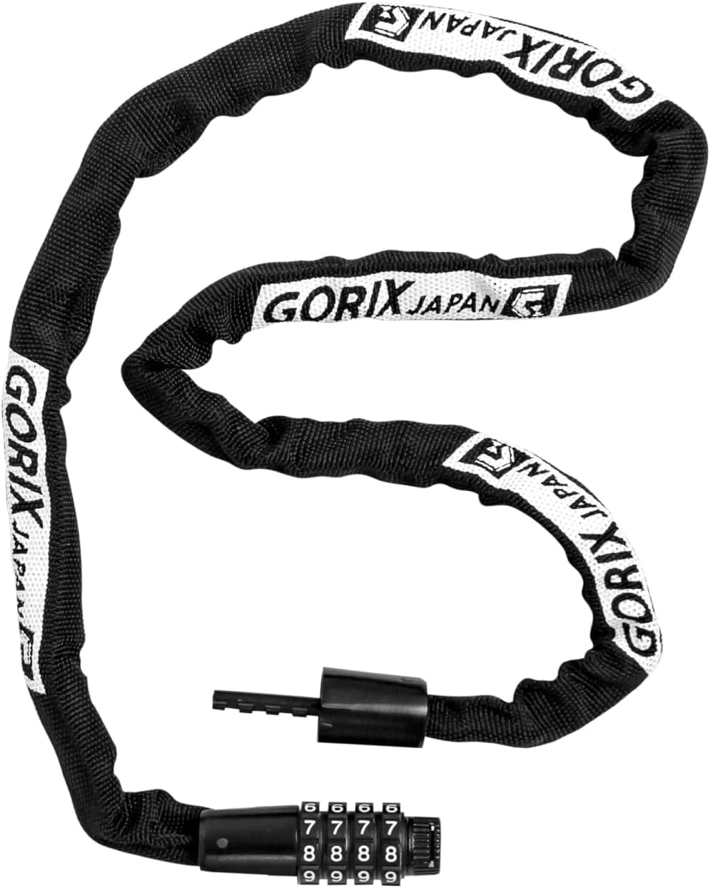 

GORIX Велосипедный цепной замок с компактной тканевой оплеткой, с изменяемым кодом для дорожного, кроссового велосипеда, 100 см, легкий, для хранения, прочный, портативный, противоугонный, чёрный