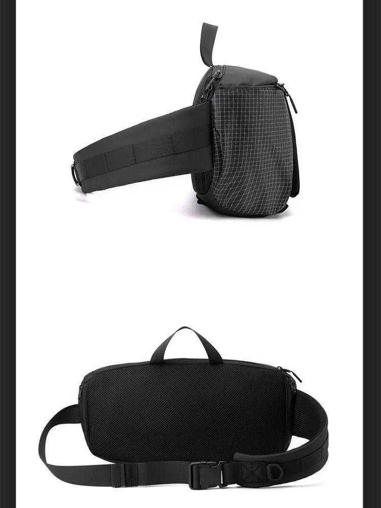 Men's Waterproof Nylon Cycling Waist Bag New Fashion Chest Pack Casual Crossbody Shoulder Sling Bag for Outdoor Travel