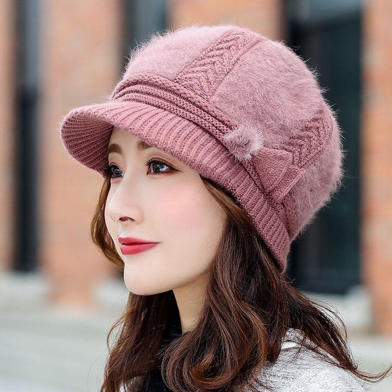 Hat Women's Anti Cold Autumn Winter Fashionable Warm Ear Protection Yarn Hat Duck Tongue Hat with Thick Velvet Women's Knitted Hat