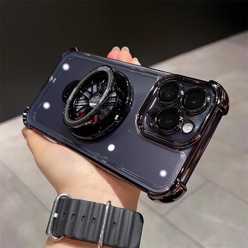 Luxury Plating Fidget Spinner Stand Holder For iPhone 15 14 Plus 13 12 11 Pro Max For Magsafe Wireless Charge Magnetic Cover