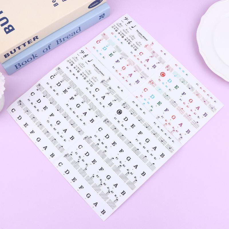 1 Set Beginner Letter Piano Sticker 88/61/54/49 Keys With Removable Colored Note Labels Piano Keyboard Stickers