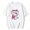 2026 Summer Hello Kitty Cartoon Printed Short Sleeve Pure Cotton Tshirt Womens Family Matching Outfits Classic Fashion Tee Top