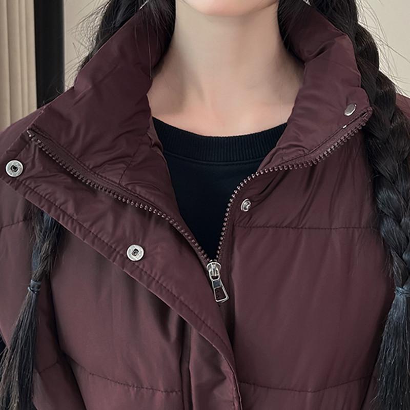 Damen Herbst Winter Weste Mantel Lässig Schlank Ärmellos Stehkragen Weste mit Gürtel Damen Verdicken Warme Weste Jacken