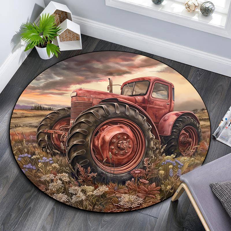 Cartoon Print Round Area Rug,Carpet Rug for Living Room Bedroom Sofa Playroom Decor,Non-slip Floor Mat
