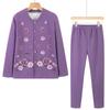 Elderly Women's Fleece-Lined Winter Underwear Set - Warm Pajamas & Cardigan