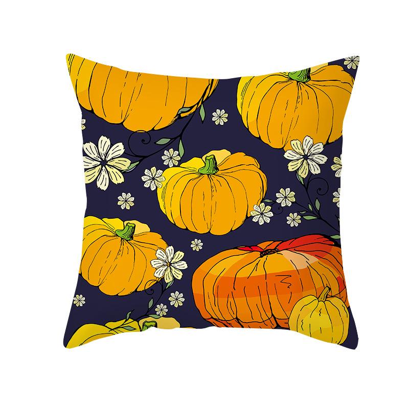 Thanksgiving Pillowcase Wish New Product Cartoon Pumpkin Turkey Peach Skin Printed Pillowcase Sofa Cushion