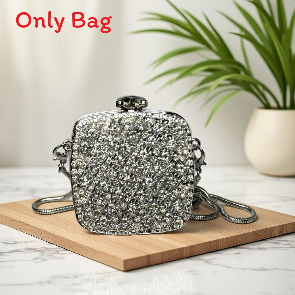 Acrylic Mini Purse With Embellished Flowers And Sparkling Rhinestones For Daily Fashion