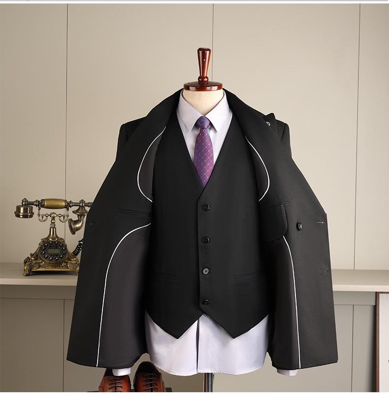 Men's Slim Fit Double-Breasted British Style Suit Set - Business Casual & Formal Wear for Weddings and Grooms