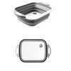 Multifunctional Folding Cutting Board and Sink Basket Combo for Kitchen Use