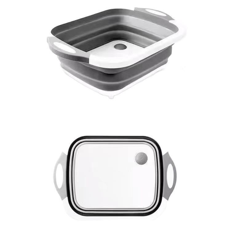 Multifunctional Folding Cutting Board and Sink Basket Combo for Kitchen Use