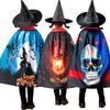 Halloween Children's Cloak Show Costume Wizard Wizard Costume Hat Set Three-dimensional Printed Show Costume