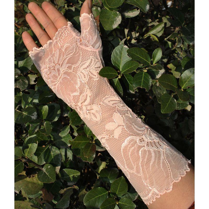 

Кружевные перчатки для защиты от солнца, можно касаться, короткие летние эластичные из тонкого ледяного шелка, защита от УФ-лучей, женский напульсник для вождения Pink White All yards