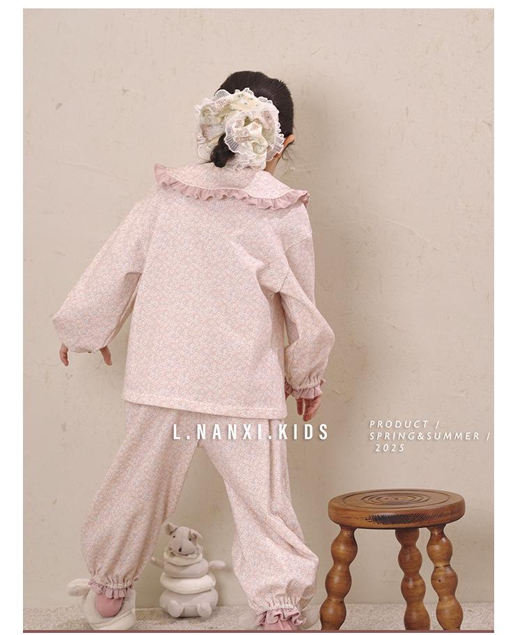 Mori Style Girl's Pajamas: Early Autumn 2025 Lace Peter Pan Collar Set