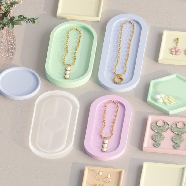 Jewelry Holder Organizers Making Silicone Mold Oval Tray Coaster Dish Plate Molds