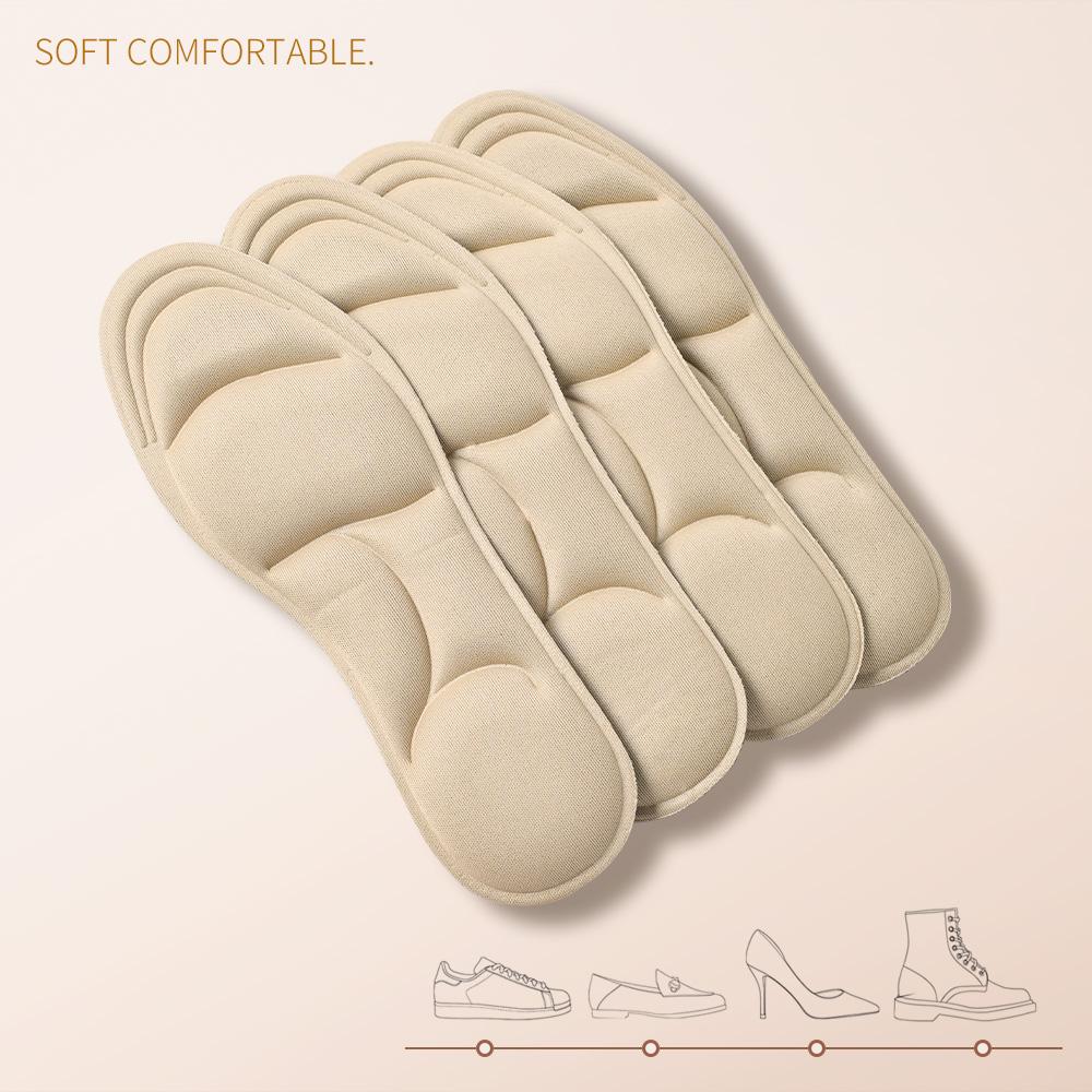 4pcs 5D Massage Memory Foam Insole, Thickened Breathable Cushioning, Comfortable Insole For High Heels