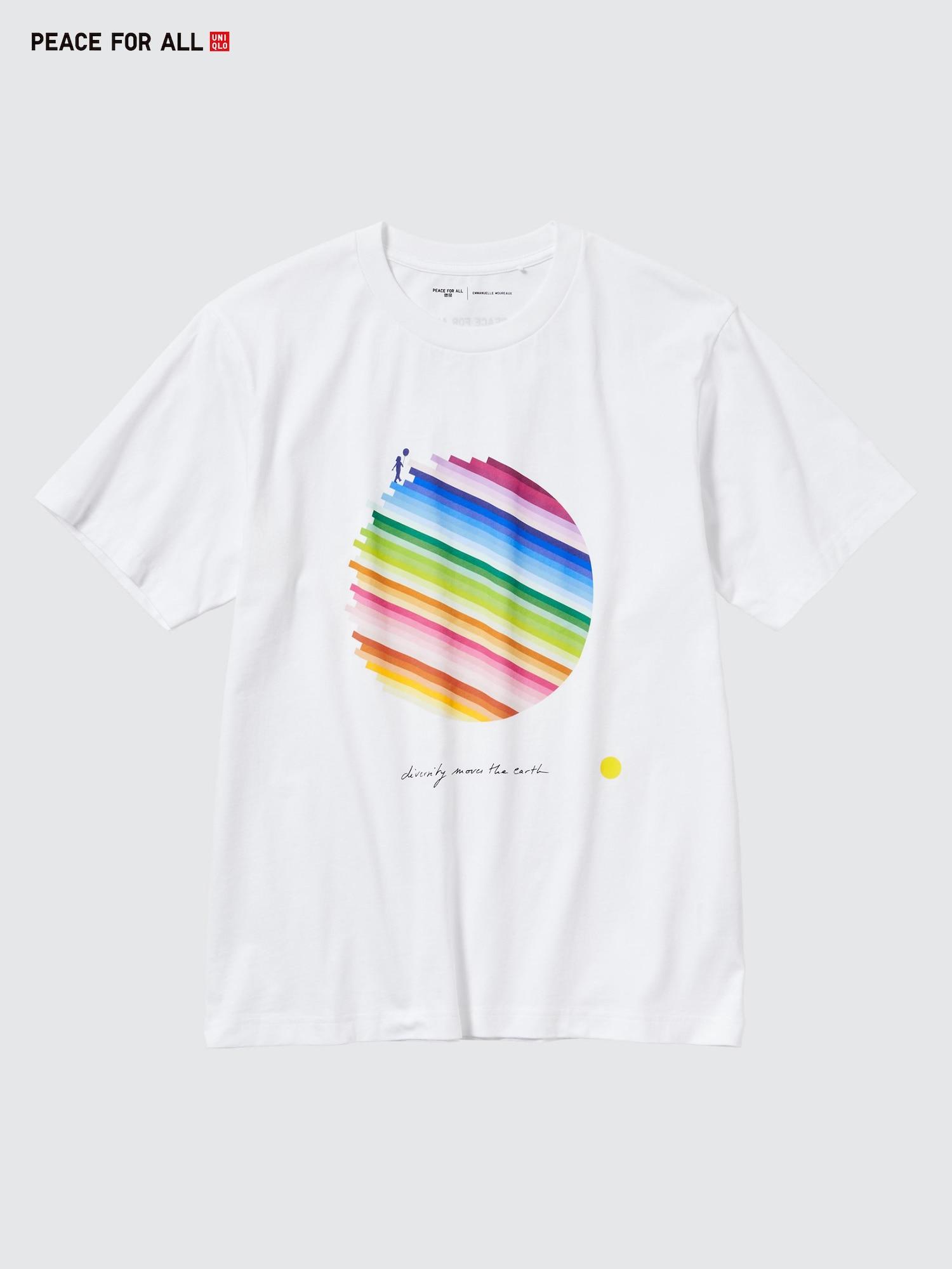 

Uniqlo Футболка с принтом «Peace For All» с коротким рукавом, стандартный покрой. Муро 00 WHITE/UNISEX 4XL