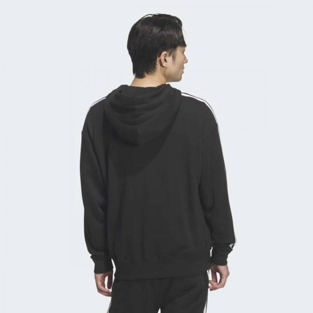 Adidas Essential+ 3s Ft Fz Hd Casual Cotton Full Zip Hoodie Black