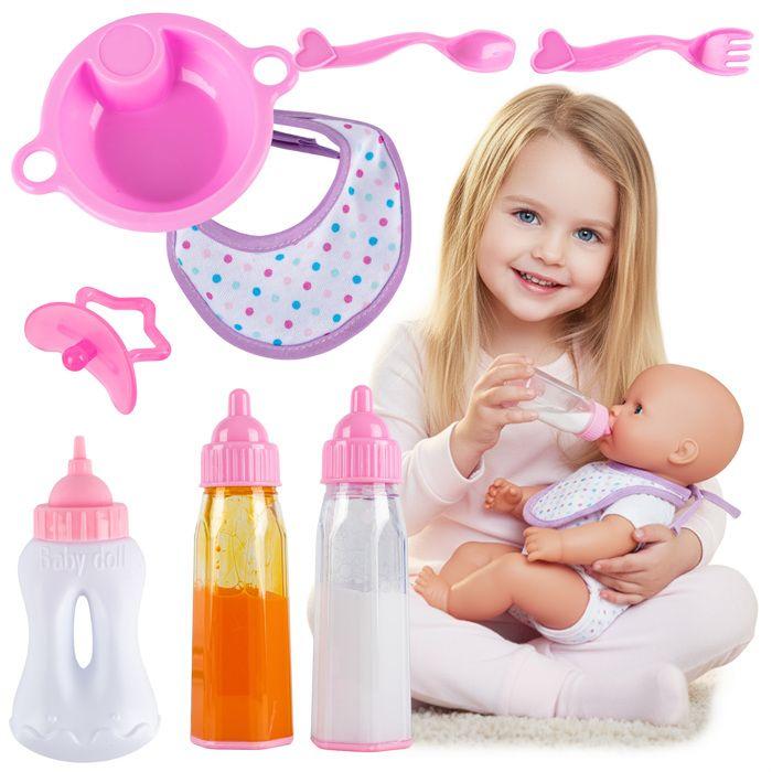 Coffret D’accessoires Pour Poupée Bébé Avec Biberons Magiques Et Tétine (KP9416)