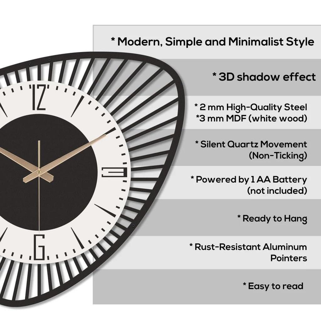 Stylish Metal Analog Wall Clock for Living Room, Bedroom, Kitchen, Home and Hall | Antique Fancy Big Size Modern Wall Watch for Home Decor (60CM)