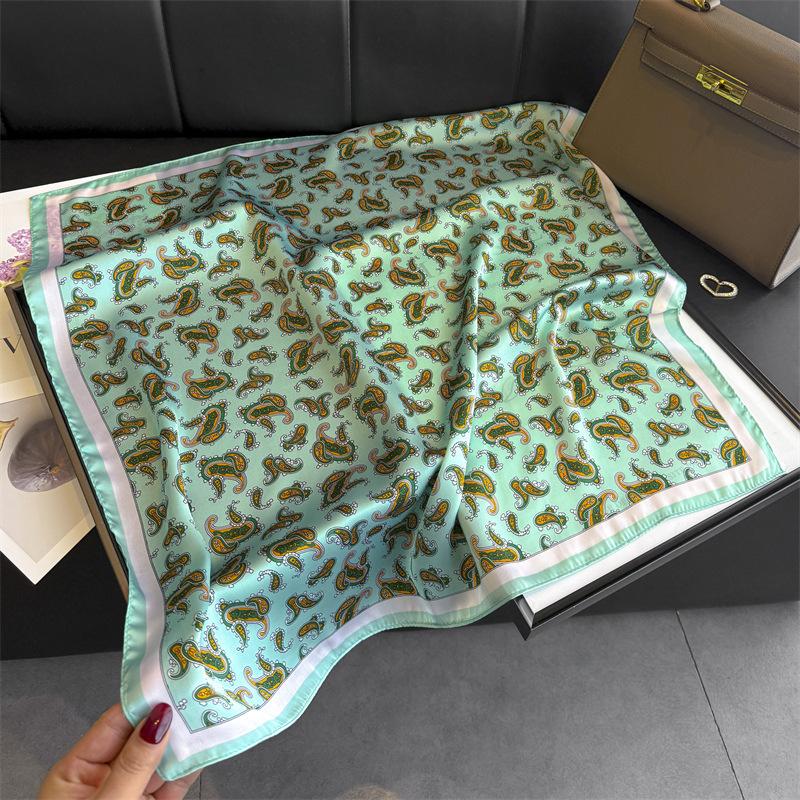 Light luxury cashew nut retro imitation silk printing silk scarf square scarf high-end shawl sunscreen neck scarf headscarf scarf