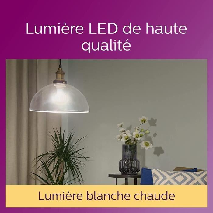 Philips, Pack De 6 Ampoules E27 LED Transparentes 60W, Blanc Chaud