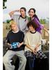 Unisex Color-Block Braided Cord Pull Tab Drop-Shoulder T-Shirt with Round Neck