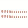 24 Stück Neuer Kurzer Stil Quadratisch Mode Französische Linien Goldrand Einfacher Stil Nagelpflaster Falsches Nagelpflaster für Mädchen und Frauen