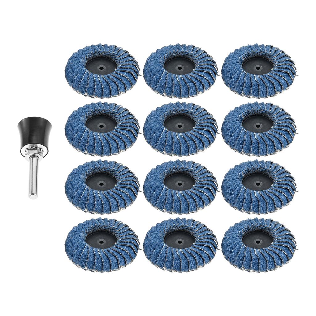 12Pcs 2"" Curved Flap Disc Grit#40-120 Roll Lock Quick Change Sanding Discs 1/4"" Holder for Die Grinder Metal Wood Rust Removal