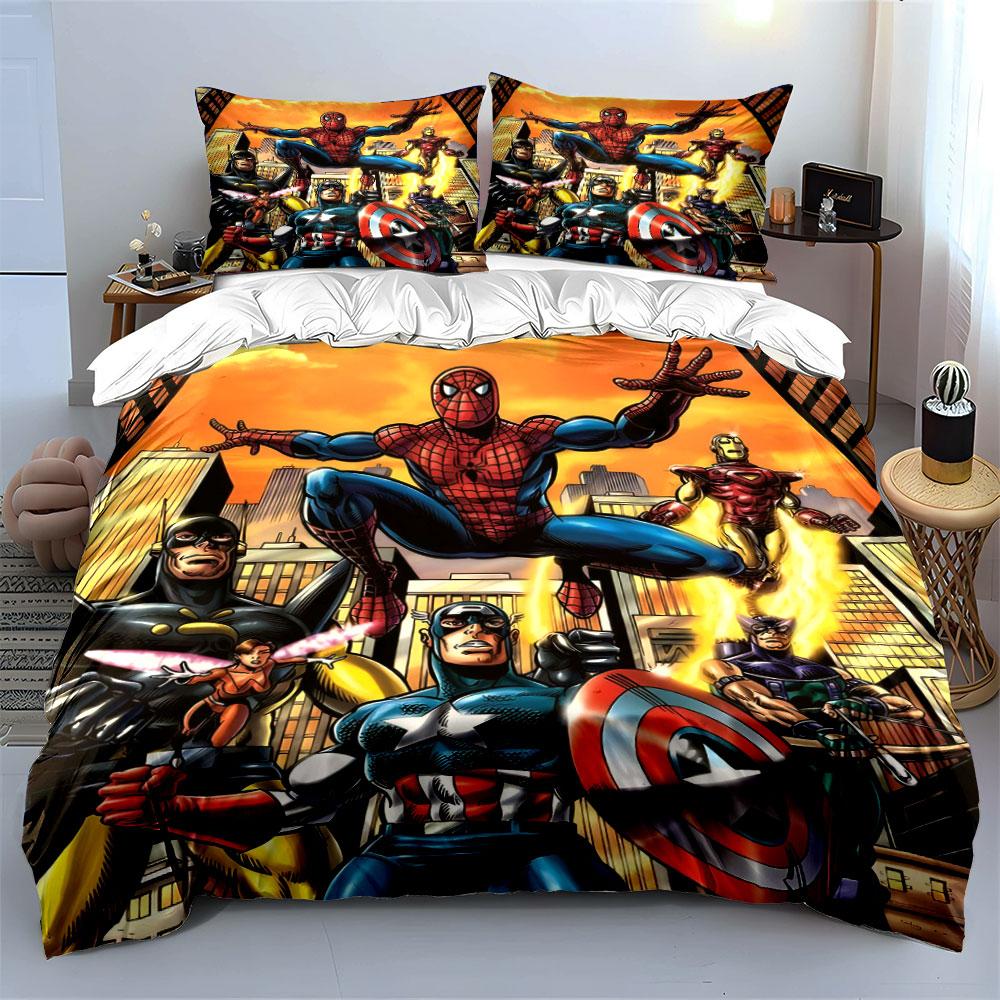 Superheroes In Dynamic Poses. Bedding Sets Duvet Cover Sets Duvet Covers Pillowcases(1 * Duvet Cover 2 * Pillowcases Without Duvet Insert)