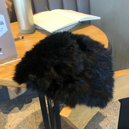 Rabbit Fur Hat Female Chuanxi White Fur Hat Fur Cold and Warm Plush Knitted Hat Cute Headgear Autumn and Winter