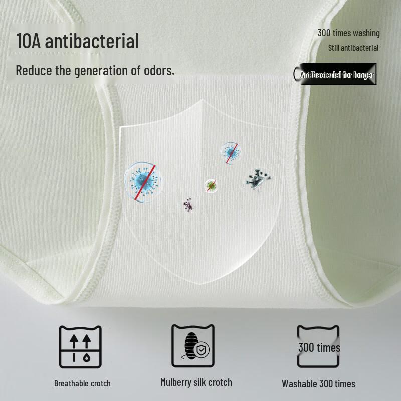 MiiOW Women's Class A Baby Cotton Antibacterial Mid-Waist Briefs (3-Pack)