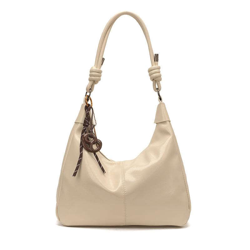 Glossy Faux Leather Hobo Bag for Women with Knotted Handle Soft Shoulder Bag for Everyday Use Casual Outings