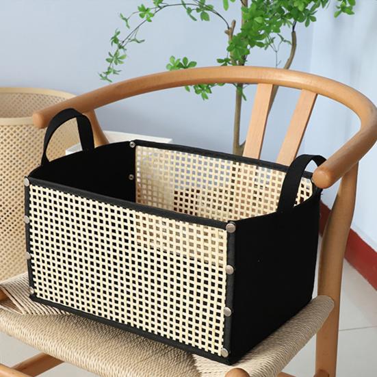 Ručně pletený bambusový úložný koš Velkokapacitní organizér Víceúčelový skládací design Koš na prádlo s uchem