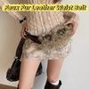 Spicy Girl Style Leather Fur Belt Rhinestone Plush Waist Belt Furry Waistband  Female/Girls