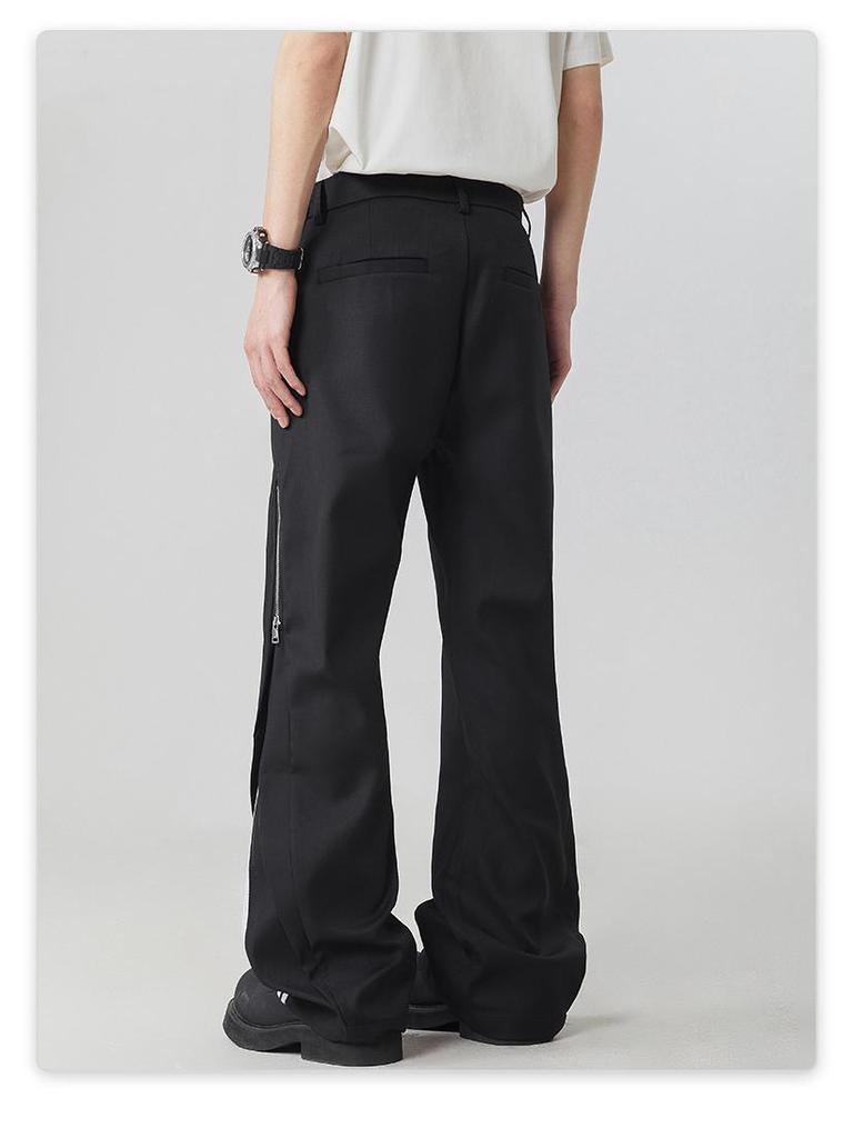 Muchi Odzież Męska: Dekonstruowane Spodnie High Street Luźne z Szerokimi Nogawkami na Zamek