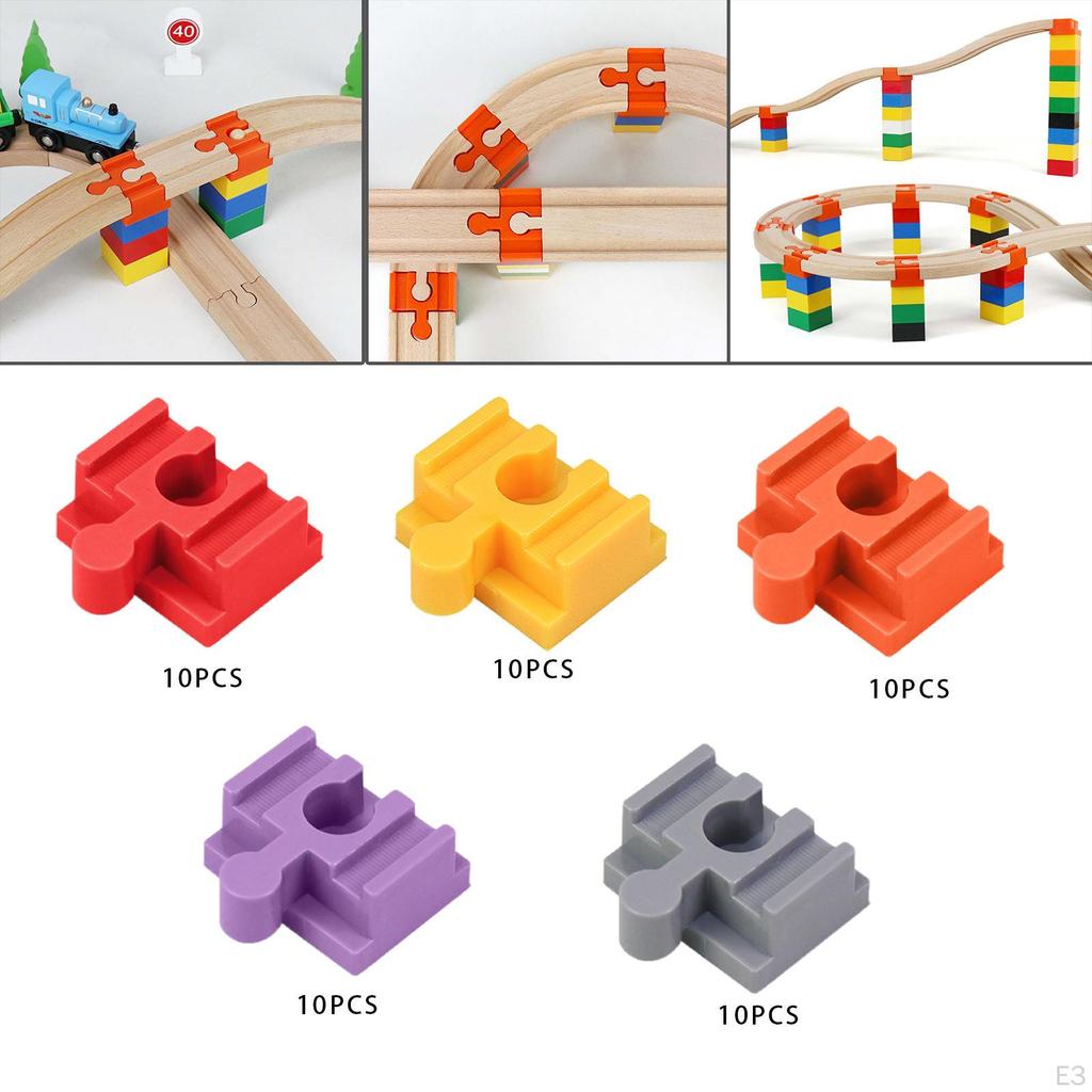 10 Pieces Wood Train Track Adapter, Learning Games