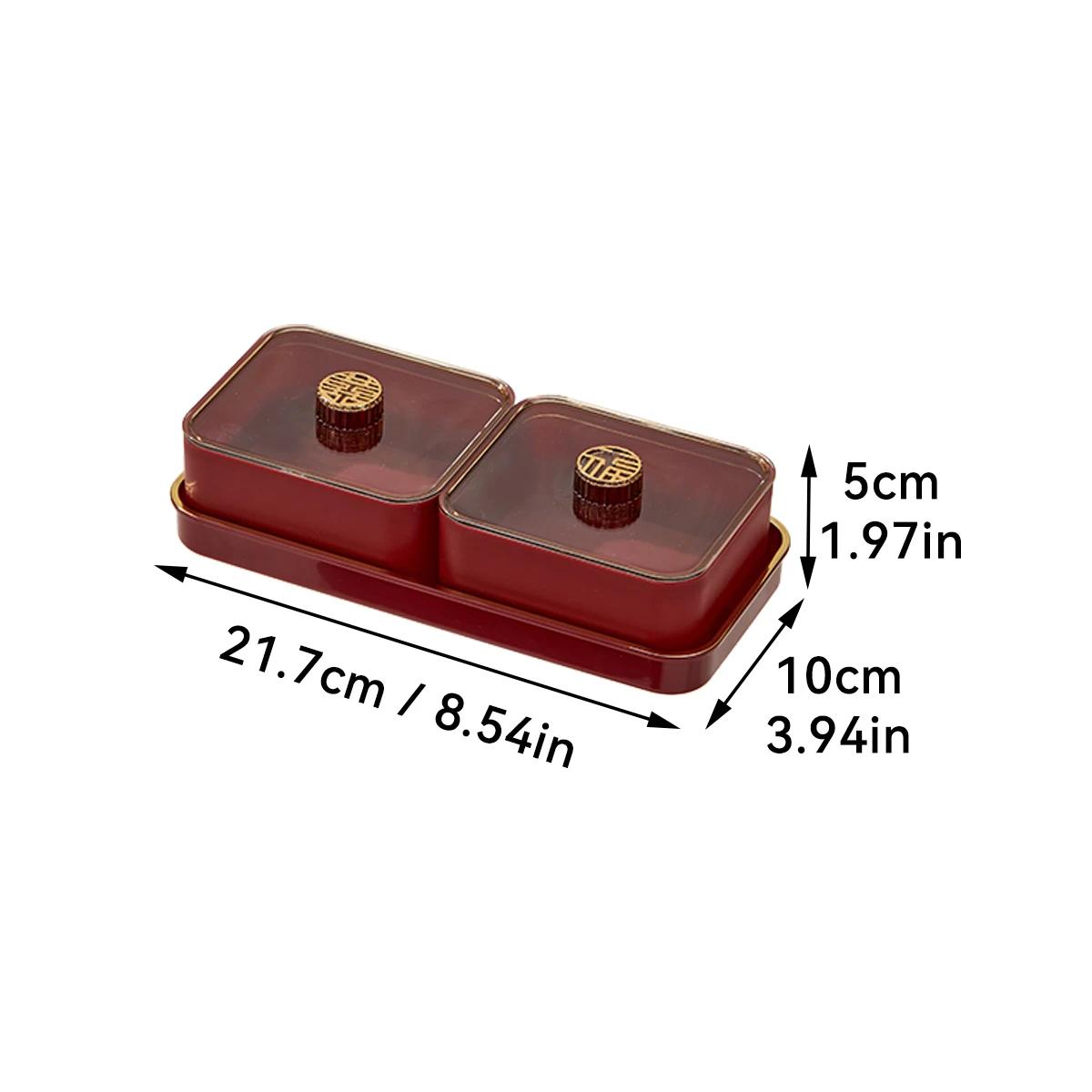 

2/4/6 Grids Fruit Plate With Llid Christmas New Year Home Decoration Nut Candy Dried Fruit Plate Dish Food Container