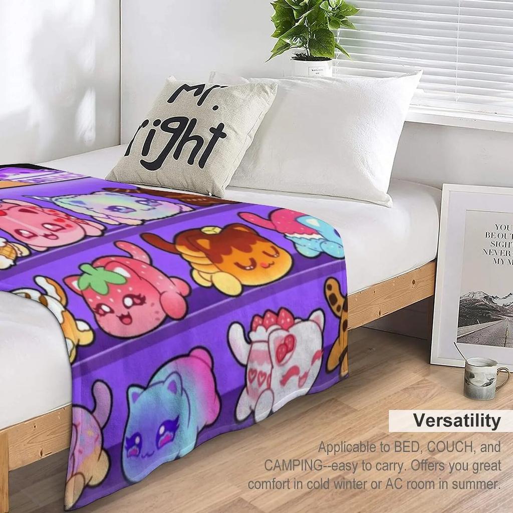 Aphmau Meow Plushies Anime Cats Throw Blanket Fluffy Shaggy Blanket Flannels Blanket Tourist Blanket