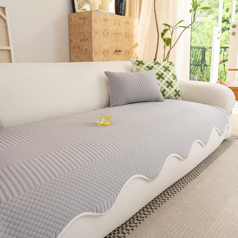 Ice Silk Sofa Cushion, Summer Mat, Seat Cushion, Advanced Leather Sofa Cover New Fixed Non-Slip Cover Towel