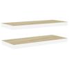 VidaXL Floating Shelves 2 Pcs Oak and White 60x23.5x3.8 Cm MDF