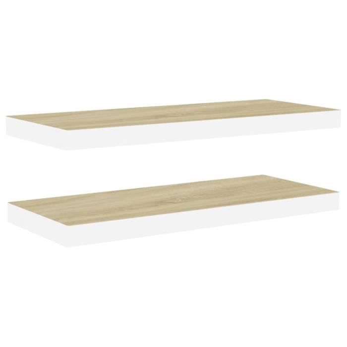 VidaXL Floating Shelves 2 Pcs Oak and White 60x23.5x3.8 Cm MDF