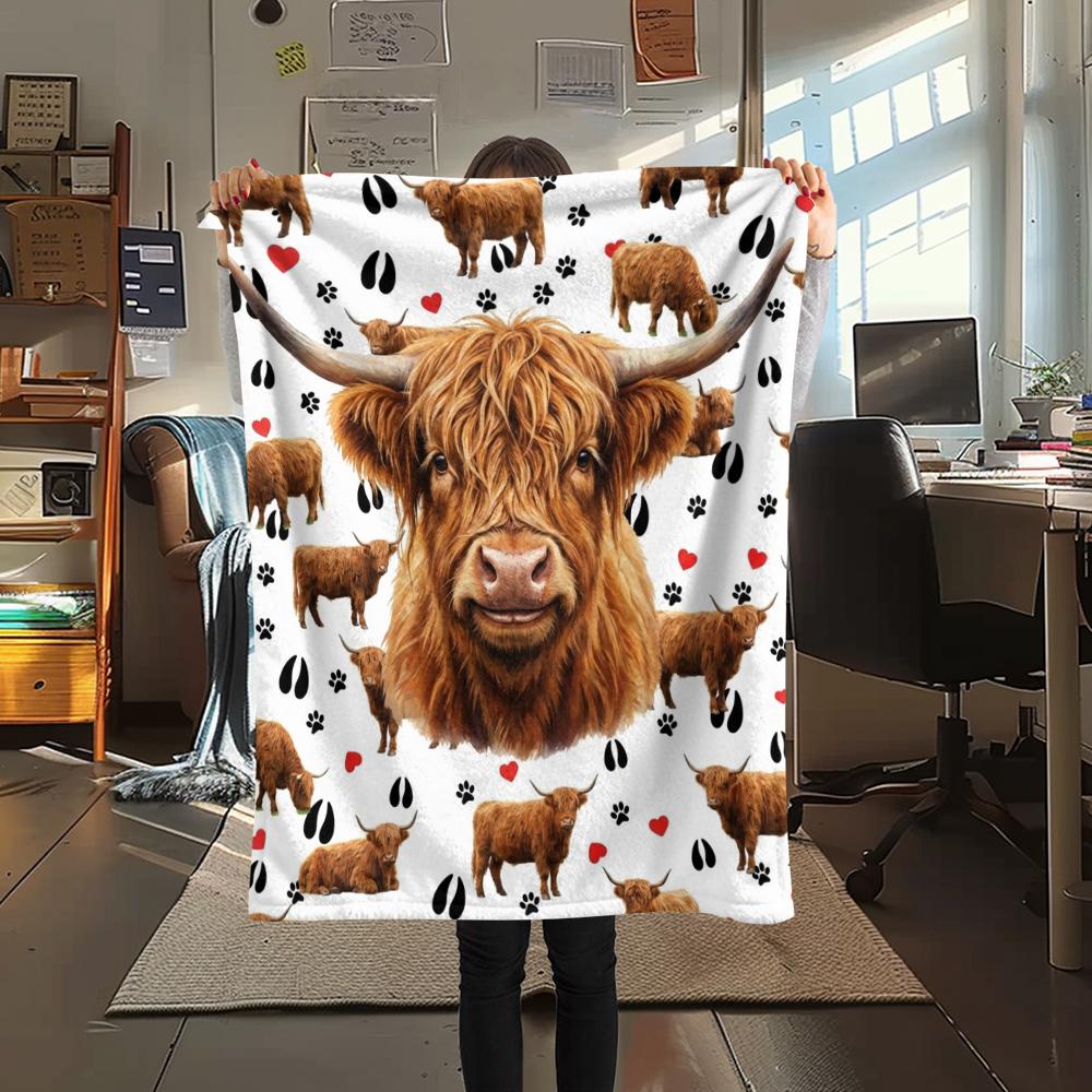 1 ks flanelová deka s potiskem kreslených zvířátek, Vysoká kvalita, Pro všechna roční období, Domácí dekorace, Teplo a pohodlí, Perfektní jako vánoční dárky