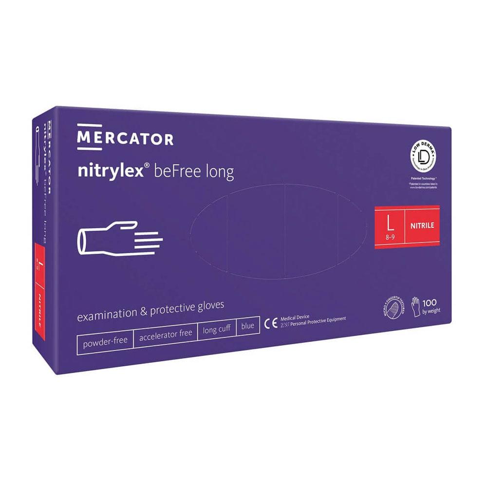 Nitrile Gloves Blue Mercator Nitrylex Befree Long 100 Pcs
