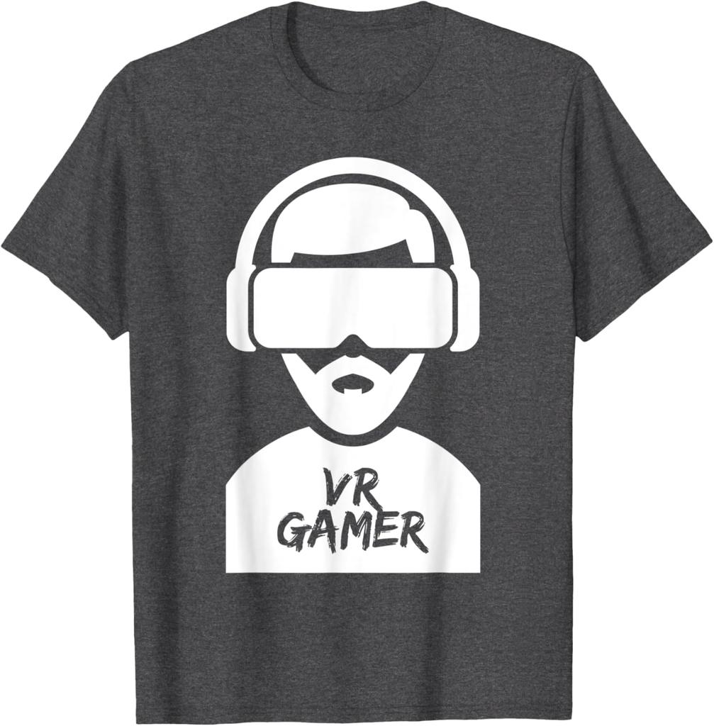 VR Gamer TShirt Virtual Reality Headset Graphic Print Cotton Casual Tee for Men