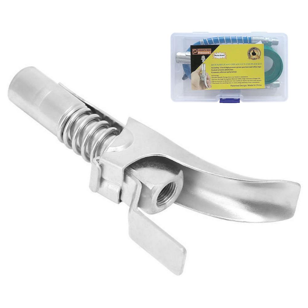 Quick Release Grease Coupler GreaseAdapter 10000 Psi High-pressure Oil Injection Nozzles With 2-Handle GreaseAccessory