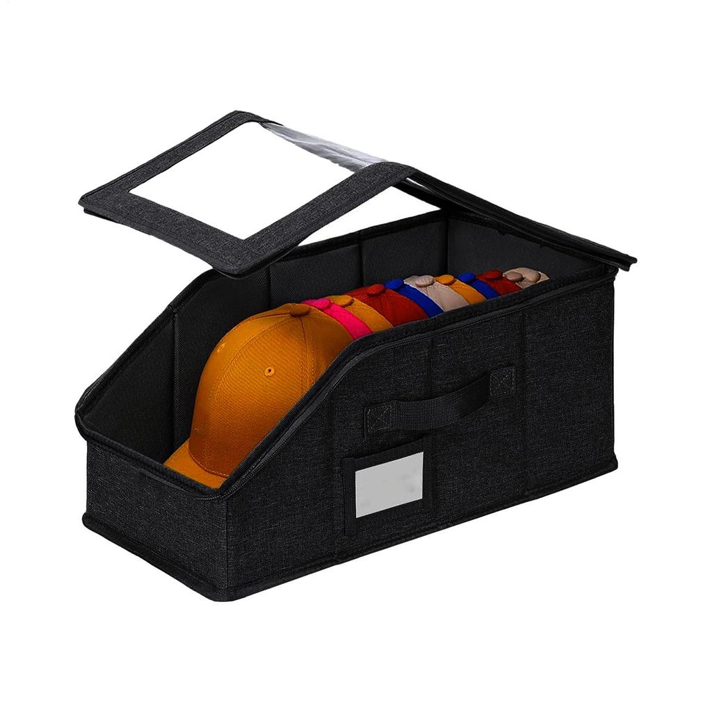 2pcs Stackable Baseball Cap Storage Box Large Capacity Dustproof Case Closet Hat Organizer With Clear Window Hold Up To 28 Caps